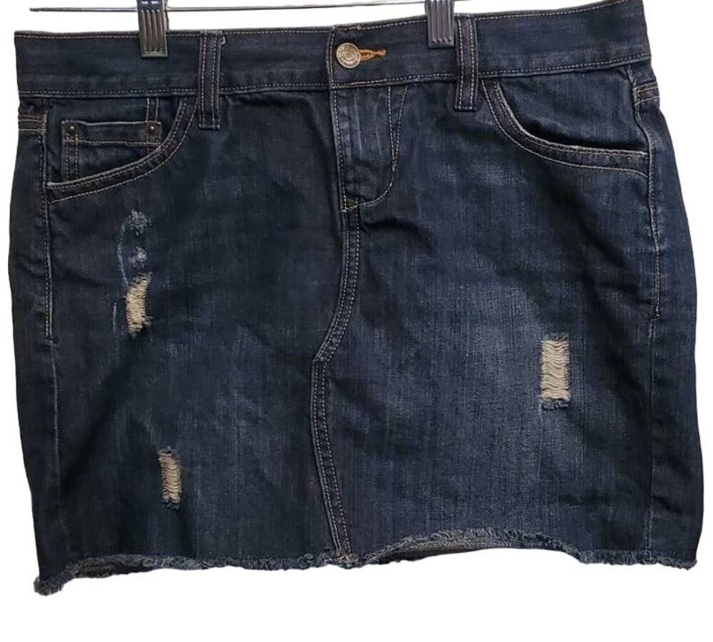 Old Navy Women's Distressed Denim Jean Skirt Size 6